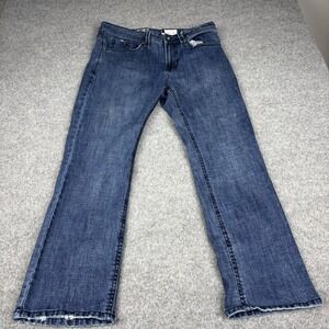 Tk Axel Slim Boot Jeans Mens 34x32 Dark Wash Bootcut Distressed Hems Y2K Style